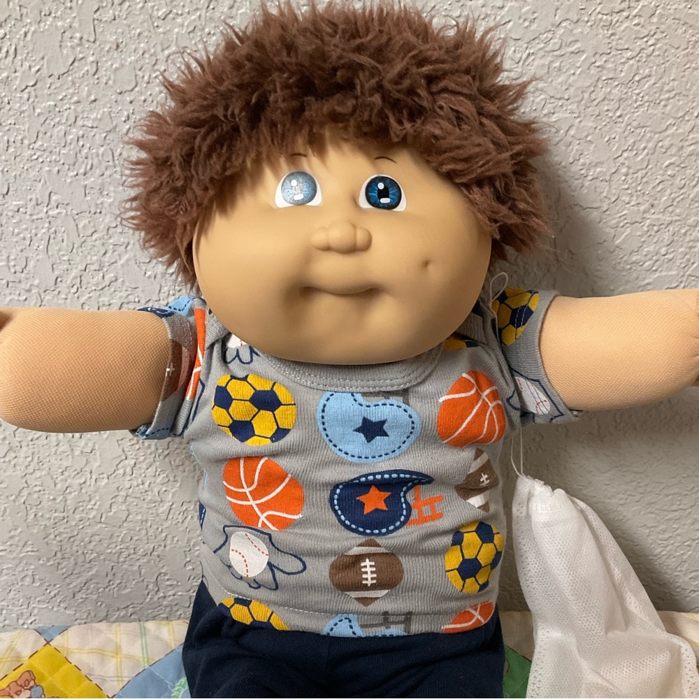 VTG 1ST Edition Cabbage Patch Kid Boy Fuzzy Hair Blue Eyes Hong Kong KT HM#3 ‘83